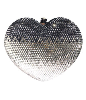 Ombré Black Heart Rhinestone Clutch